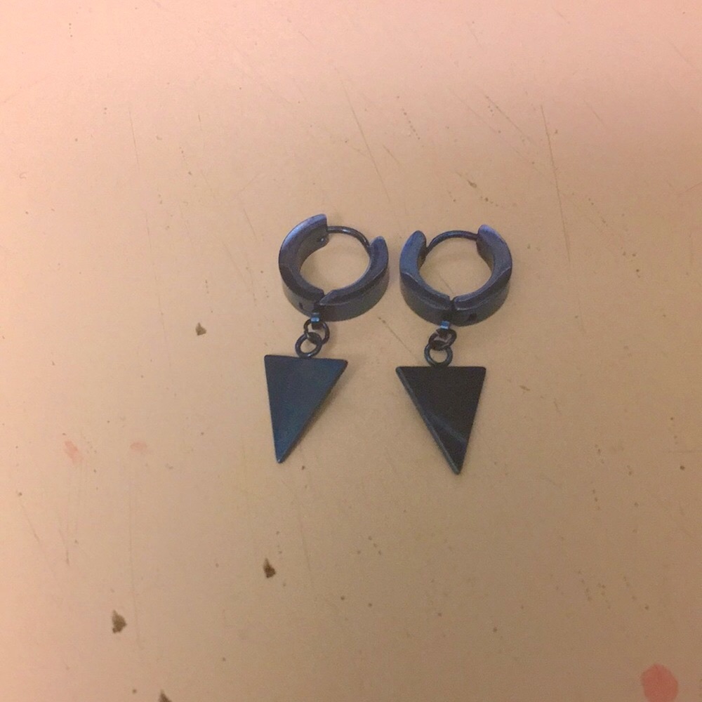 Blue stainless steel earrings brand new never worn